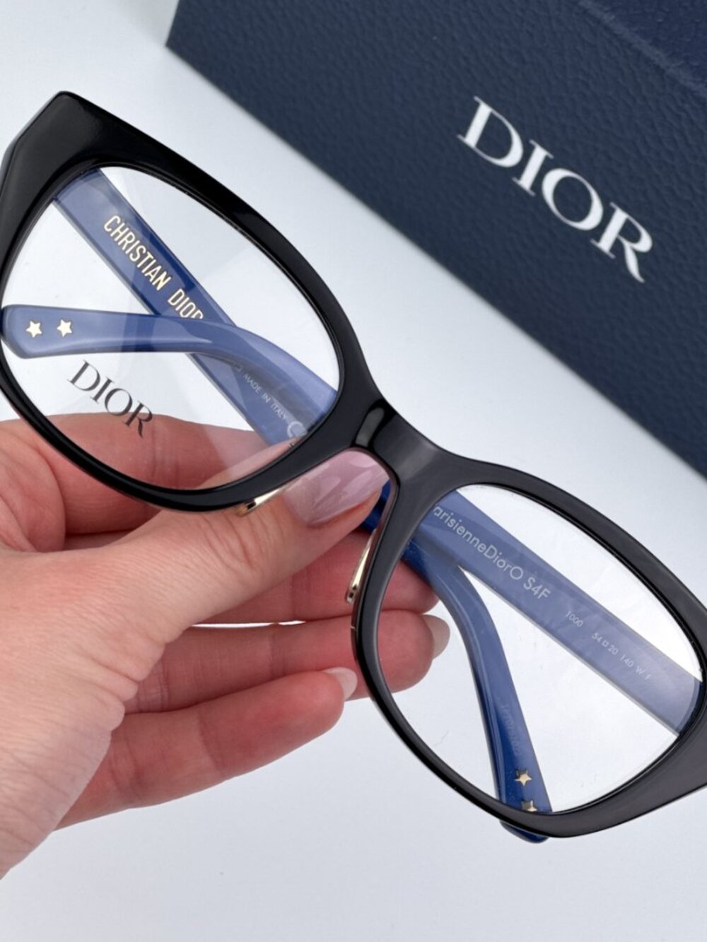 DIOR LAPARISIENNEDIORO S4F CD50078F 001 1000 BLACK BLUE ROUND WOMEN EYEGLASSES